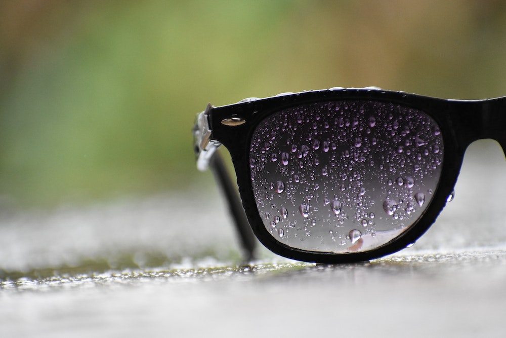 Black Sunglasses With Water Droplets